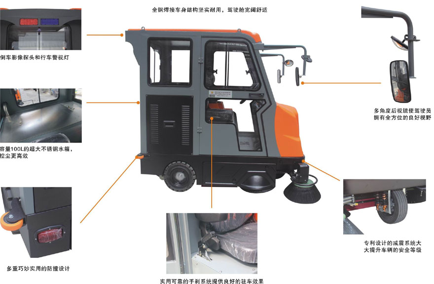 奧科奇V7大型48V駕駛式全封閉電動(dòng)高端掃地車