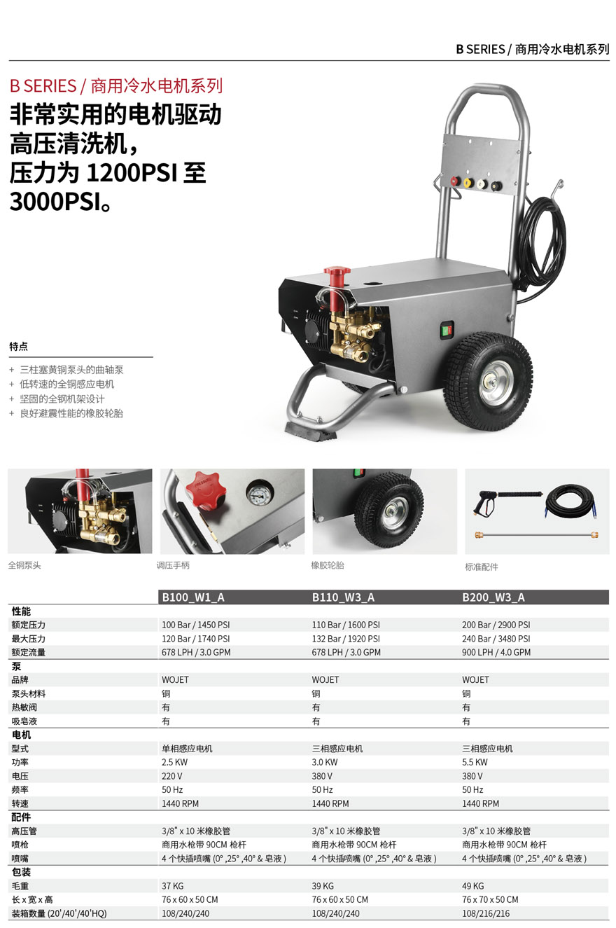 HMC /商業(yè)級/冷水電機(jī)驅(qū)動高壓清洗機(jī)B110